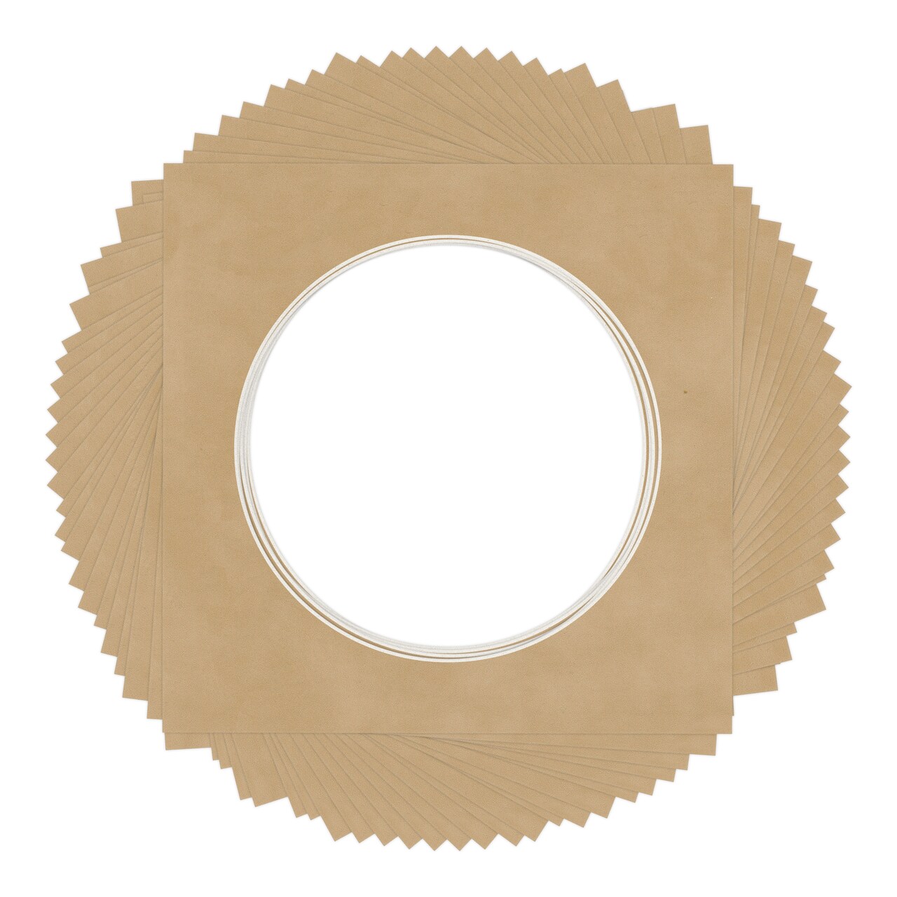 Beige Suede Mat Board for 10x10 Frames - Circle Opening for 8x8 Photos